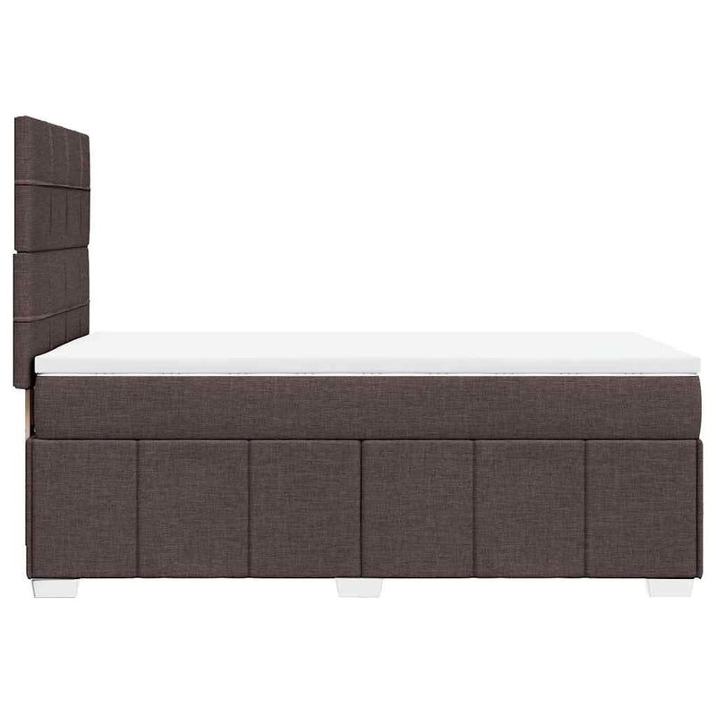 Pat box spring cu saltea, maro închis, 90x200 cm, textil