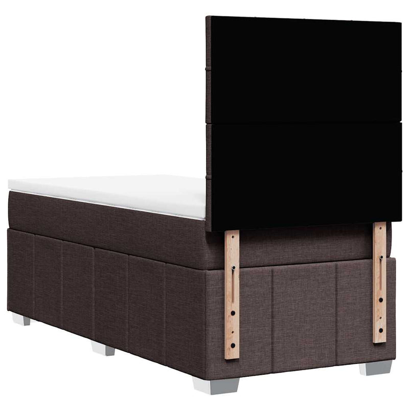 Pat box spring cu saltea, maro închis, 90x200 cm, textil