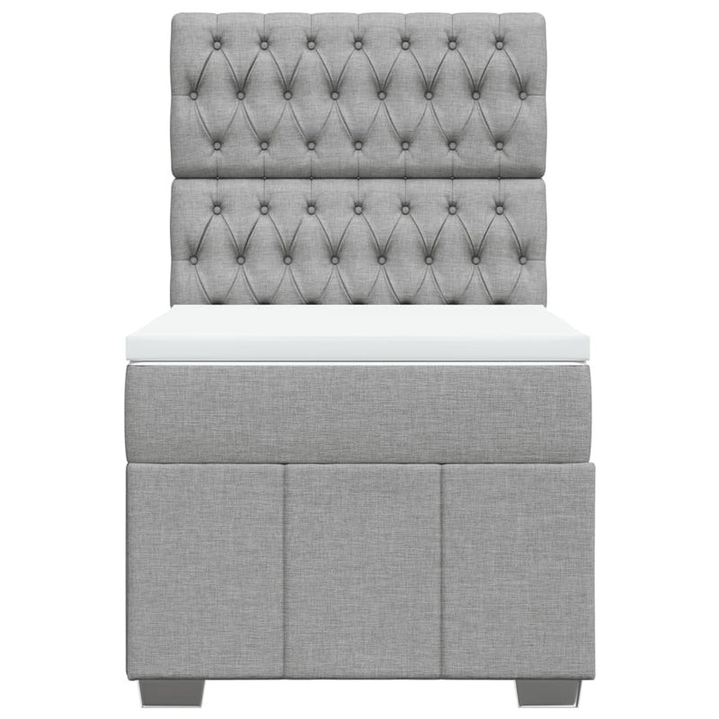 Pat box spring cu saltea, gri deschis, 90x200 cm, textil