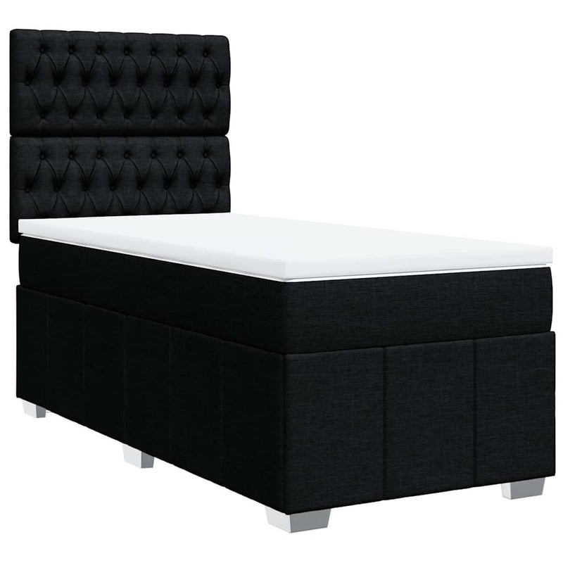 Pat box spring cu saltea, negru, 90x200 cm, textil
