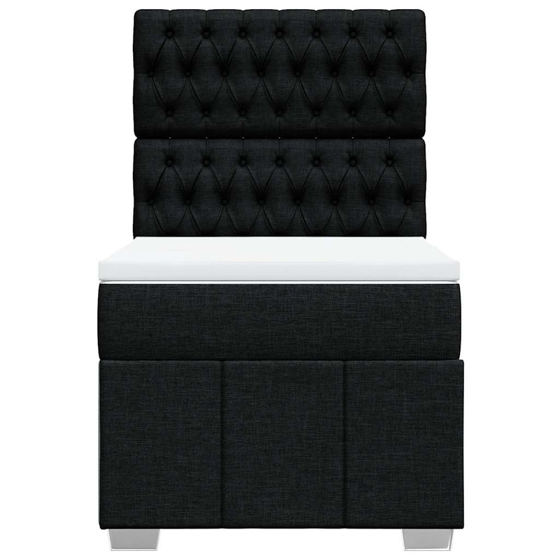 Pat box spring cu saltea, negru, 90x200 cm, textil
