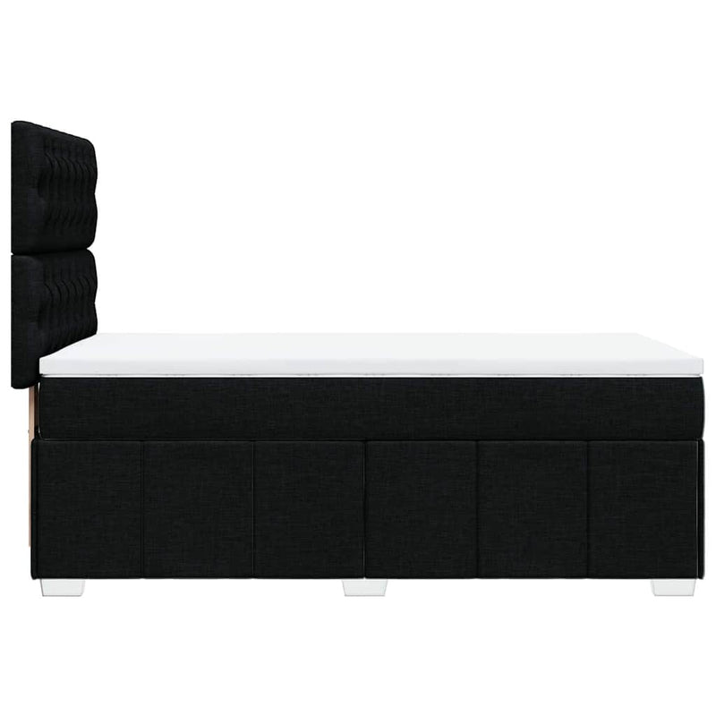 Pat box spring cu saltea, negru, 90x200 cm, textil