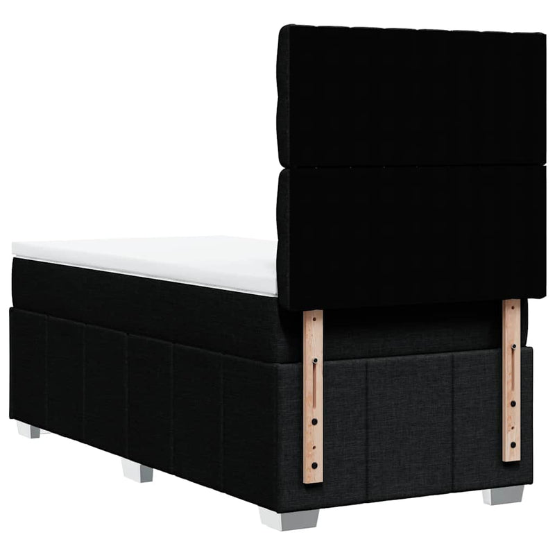 Pat box spring cu saltea, negru, 90x200 cm, textil