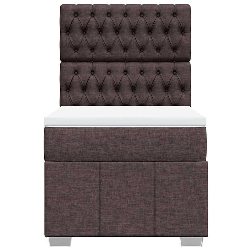 Pat box spring cu saltea, maro închis, 90x200 cm, textil