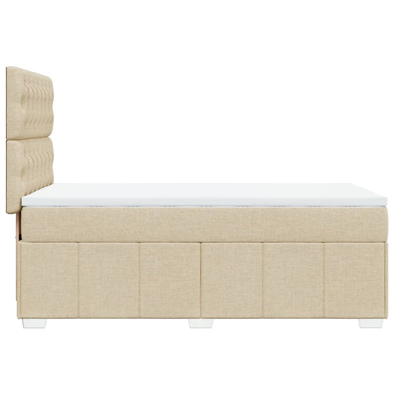 Pat box spring cu saltea, crem, 90x200 cm, textil