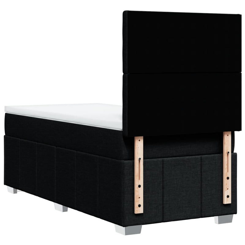 Pat box spring cu saltea, negru, 90x200 cm, textil