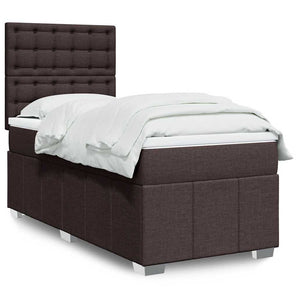 Pat box spring cu saltea, maro închis, 90x200 cm, textil