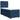 Pat box spring cu saltea, albastru, 90x200 cm, textil