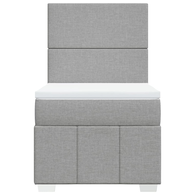 Pat box spring cu saltea, gri deschis, 100x200 cm, textil
