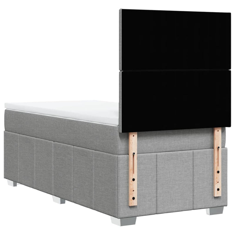 Pat box spring cu saltea, gri deschis, 100x200 cm, textil