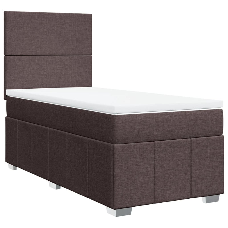 Pat box spring cu saltea, maro închis, 100x200 cm, textil