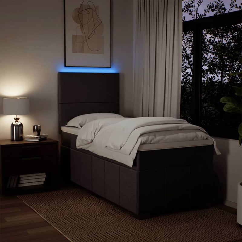 Pat box spring cu saltea, maro închis, 100x200 cm, textil