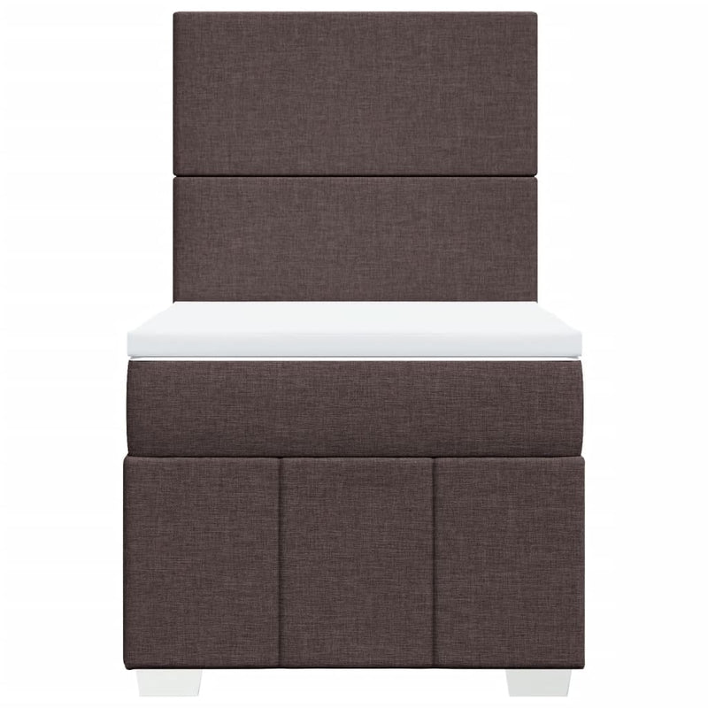 Pat box spring cu saltea, maro închis, 100x200 cm, textil