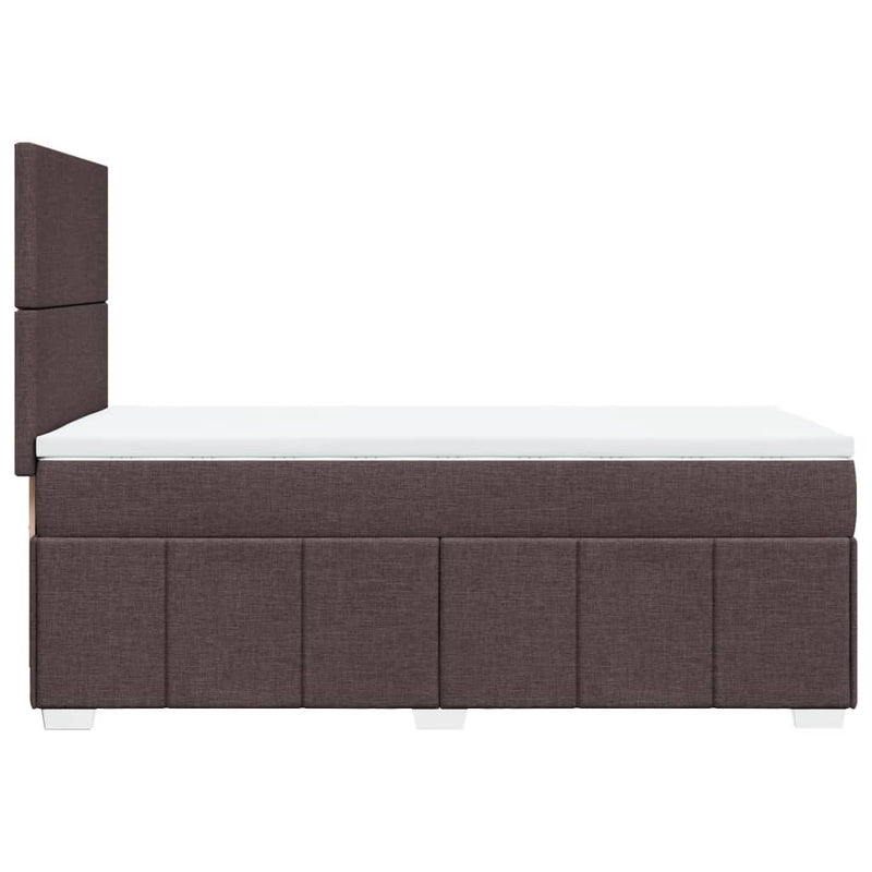 Pat box spring cu saltea, maro închis, 100x200 cm, textil