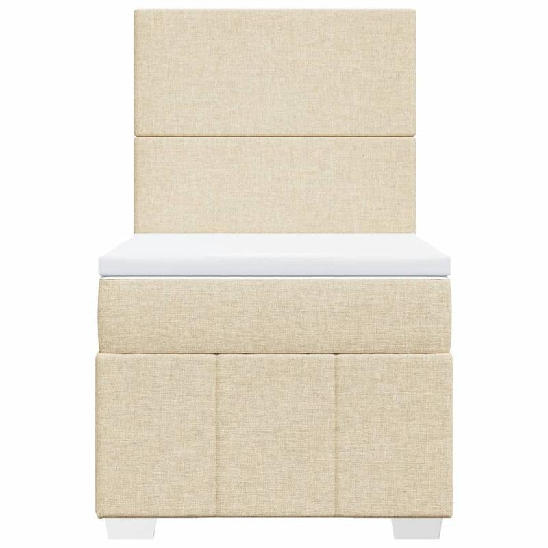 Pat box spring cu saltea, crem, 100x200 cm, textil