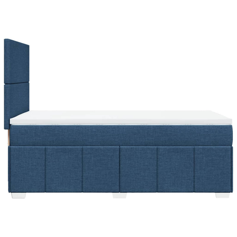 Pat box spring cu saltea, albastru, 100x200 cm, textil