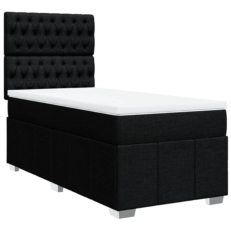 Pat box spring cu saltea, negru, 100x200 cm, textil