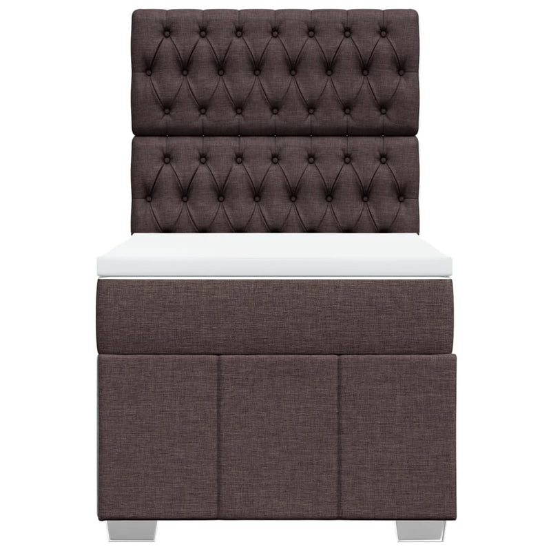 Pat box spring cu saltea, maro închis, 100x200 cm, textil