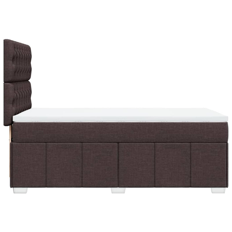 Pat box spring cu saltea, maro închis, 100x200 cm, textil