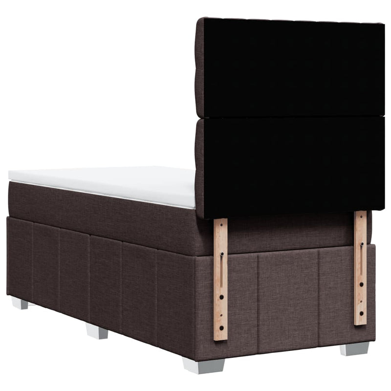 Pat box spring cu saltea, maro închis, 100x200 cm, textil