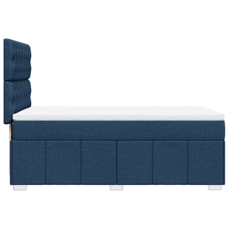 Pat box spring cu saltea, albastru, 100x200 cm, textil
