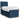 Pat box spring cu saltea, albastru, 100x200 cm, textil