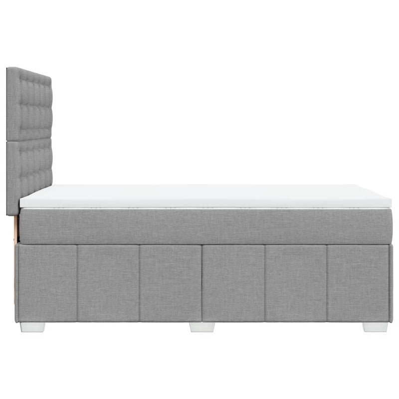 Pat box spring cu saltea, gri deschis, 100x200 cm, textil