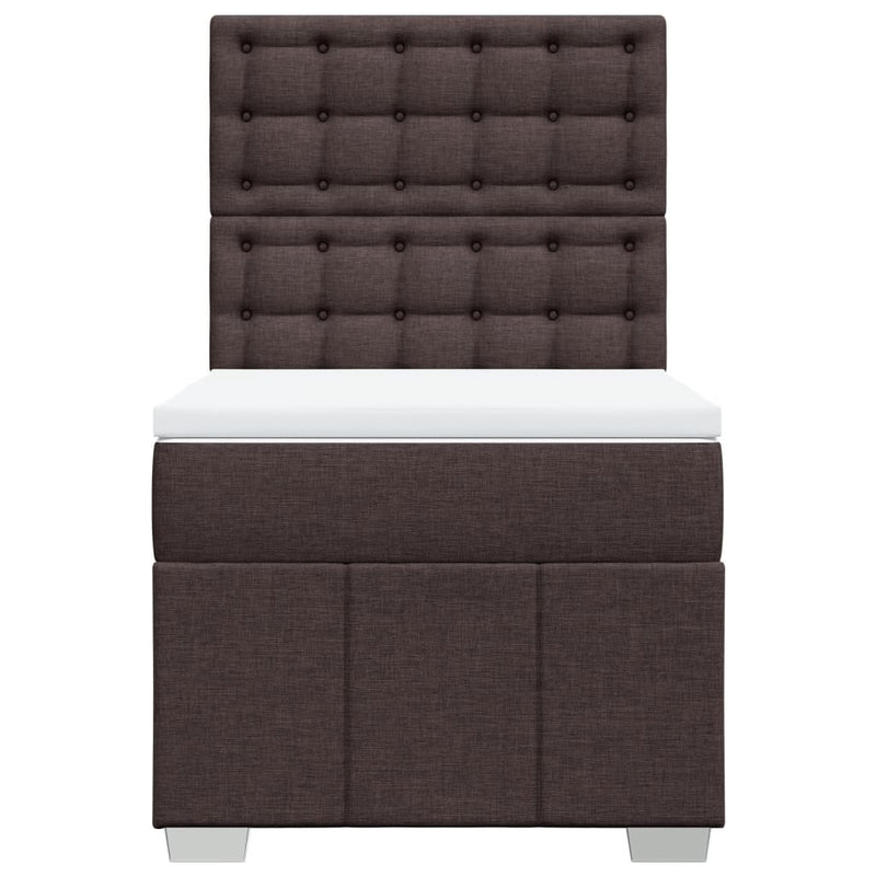 Pat box spring cu saltea, maro închis, 100x200 cm, textil