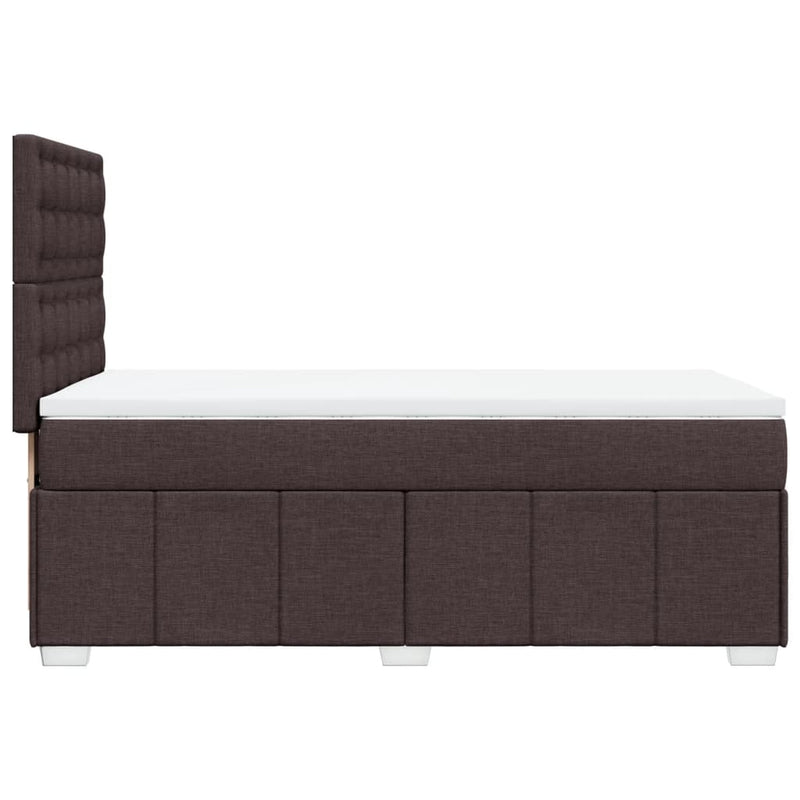 Pat box spring cu saltea, maro închis, 100x200 cm, textil