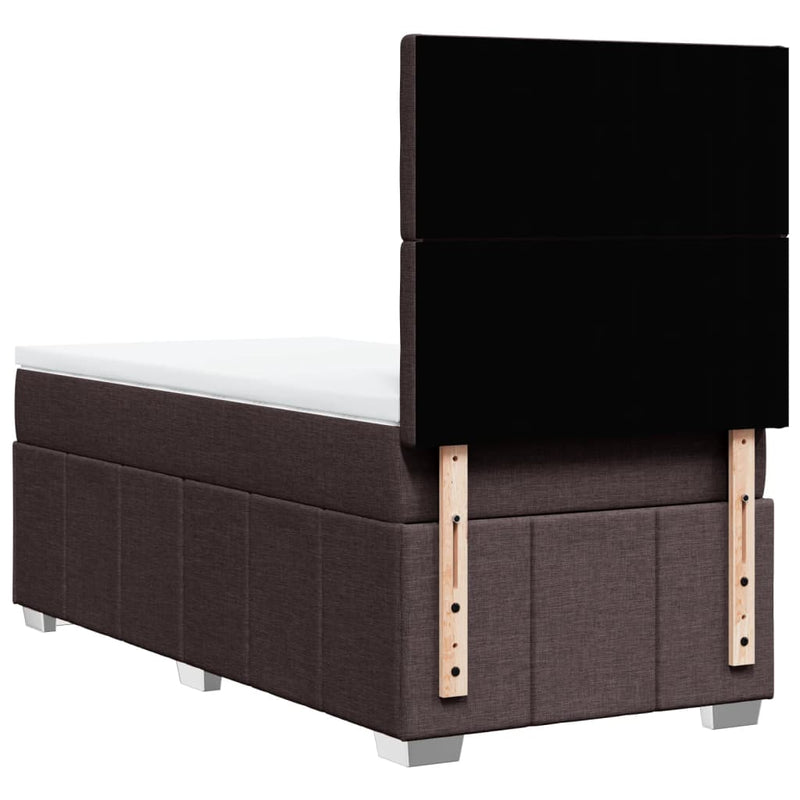 Pat box spring cu saltea, maro închis, 100x200 cm, textil
