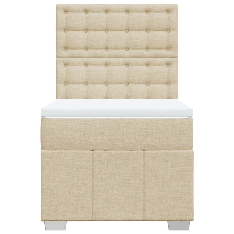 Pat box spring cu saltea, crem, 100x200 cm, textil