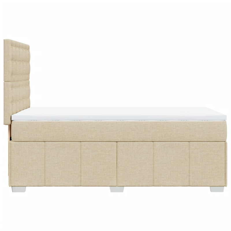 Pat box spring cu saltea, crem, 100x200 cm, textil