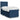 Pat box spring cu saltea, albastru, 100x200 cm, textil