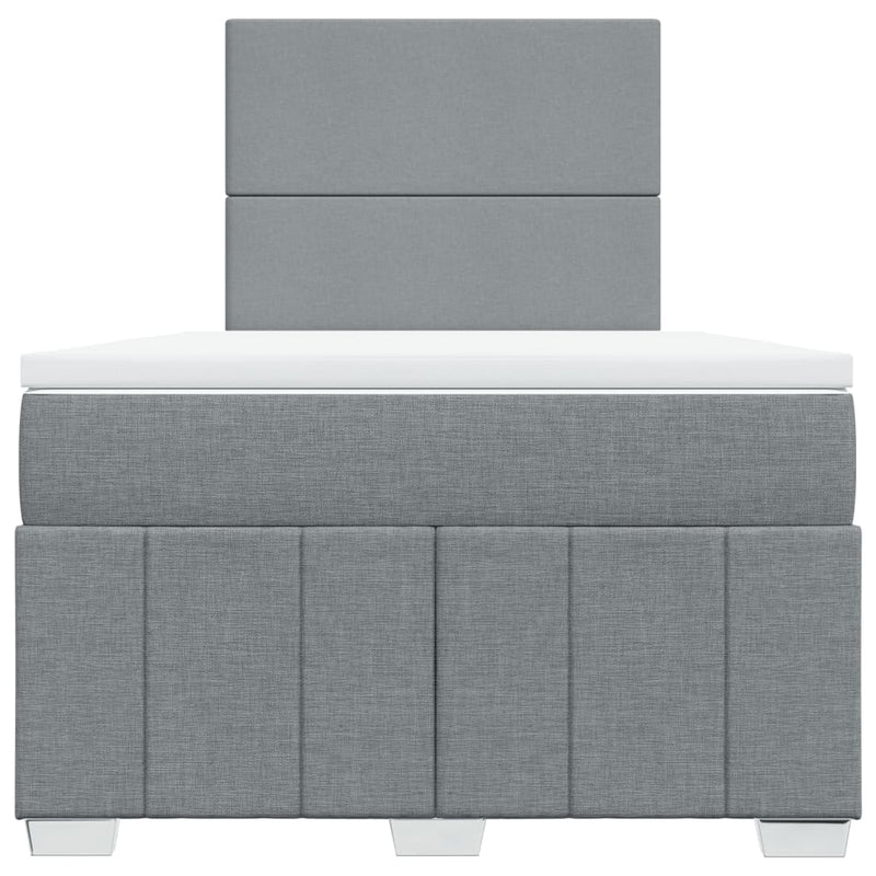 Pat box spring cu saltea, gri deschis, 120x190 cm, textil