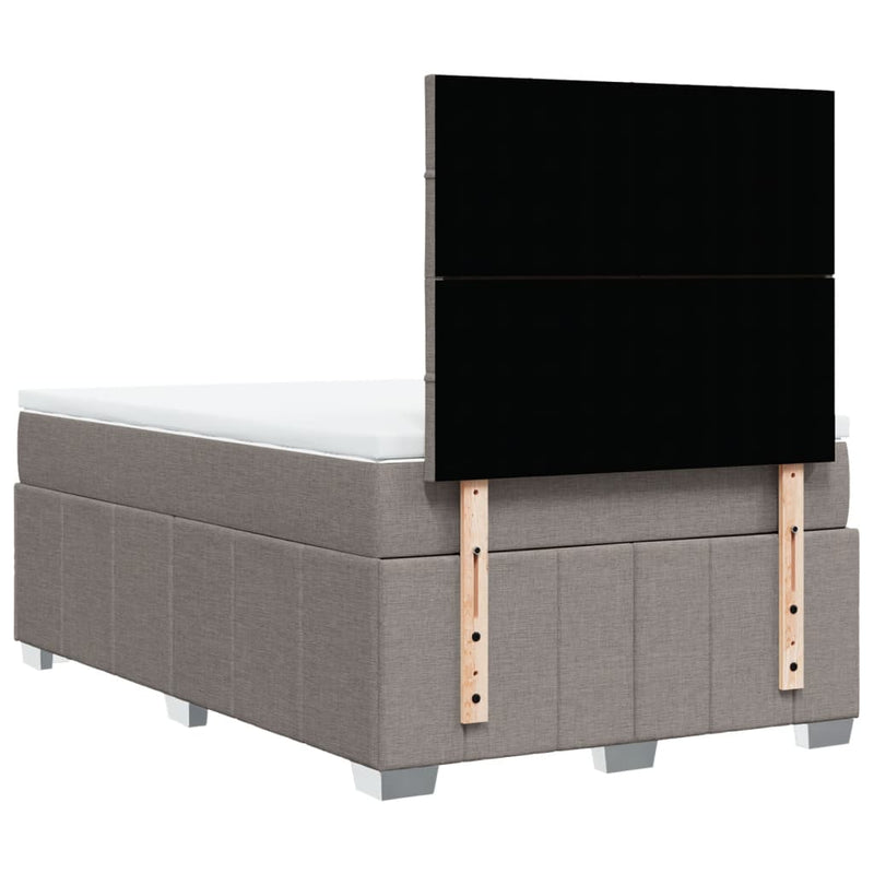 Pat box spring cu saltea, taupe, 120x190 cm material textil