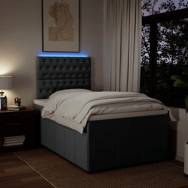 Pat box spring cu saltea, taupe, 120x190 cm material textil