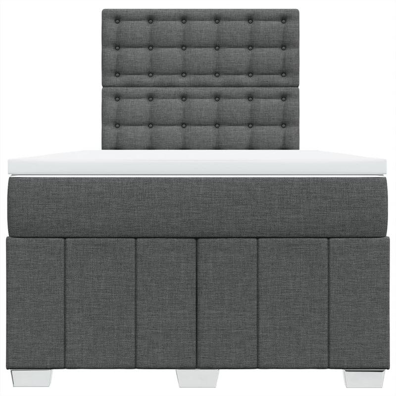 Pat box spring cu saltea, gri închis, 120x190 cm, textil