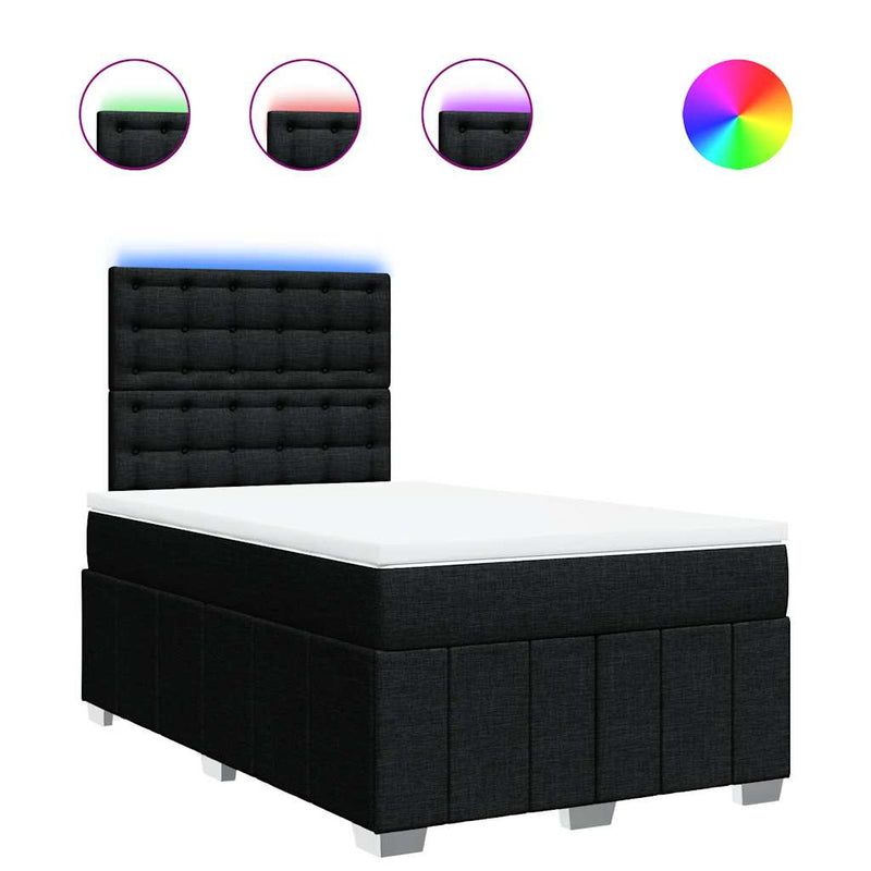 Pat box spring cu saltea, negru, 120x190 cm, catifea