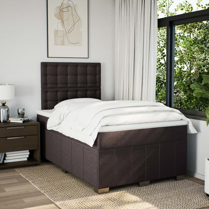 Pat box spring cu saltea, maro închis, 120x190 cm, textil