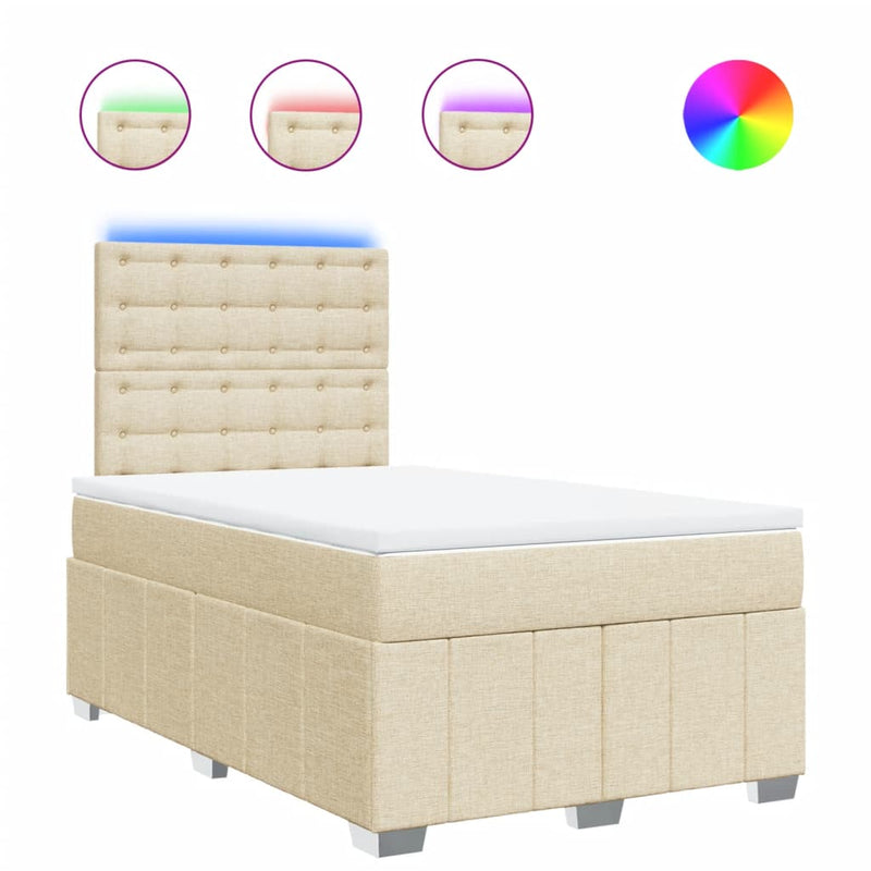 Pat continental cu saltea, crem, 120x190 cm, textil