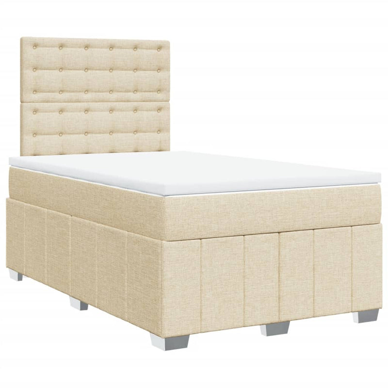 Pat continental cu saltea, crem, 120x190 cm, textil