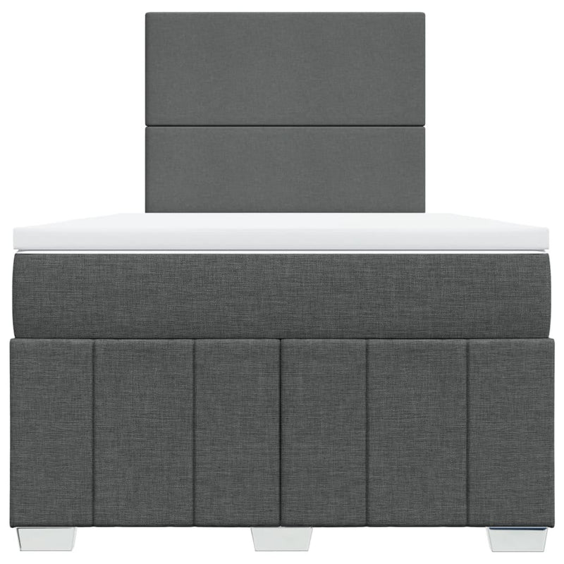 Pat box spring cu saltea, gri închis, 120x200 cm, textil