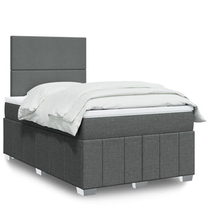 Pat box spring cu saltea, gri închis, 120x200 cm, textil
