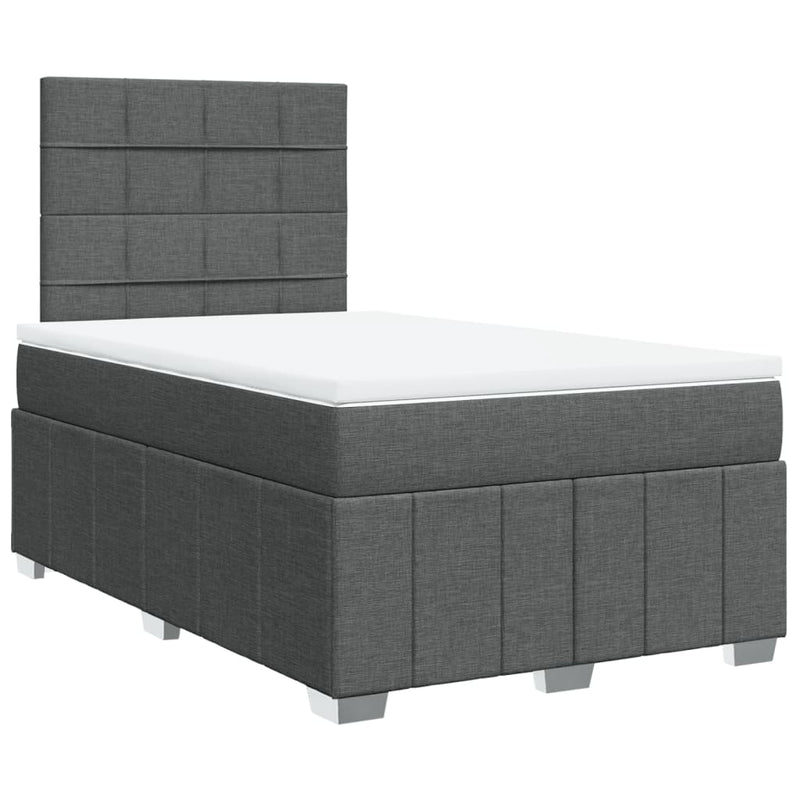 Pat box spring cu saltea, gri închis, 120x200 cm, textil