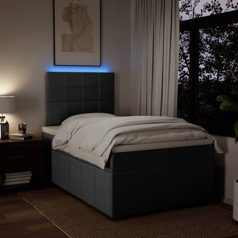 Pat box spring cu saltea, gri închis, 120x200 cm, textil