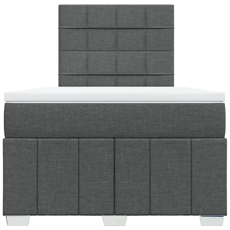 Pat box spring cu saltea, gri închis, 120x200 cm, textil