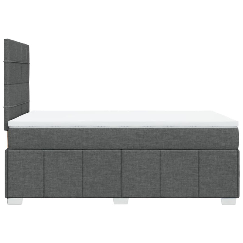 Pat box spring cu saltea, gri închis, 120x200 cm, textil