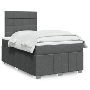 Pat box spring cu saltea, gri închis, 120x200 cm, textil