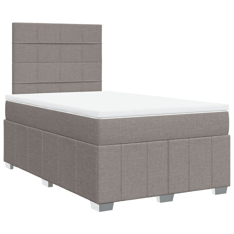 Pat box spring cu saltea, gri taupe, 120x200 cm, textil