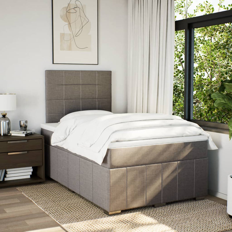 Pat box spring cu saltea, gri taupe, 120x200 cm, textil